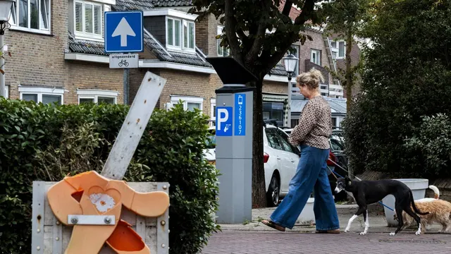 Een parkeerautomaat in een woonstraat