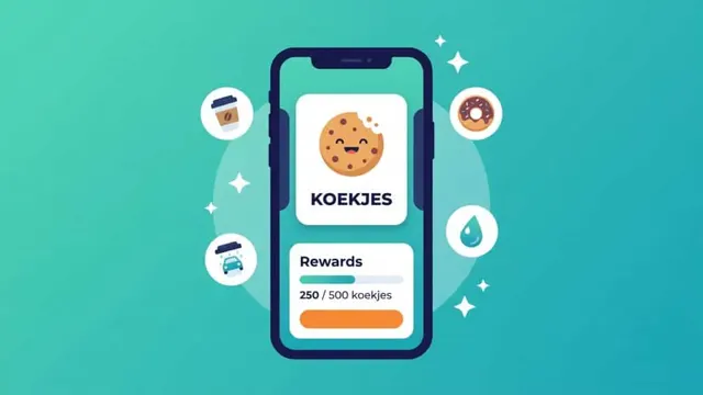 Illustratie van de app met het koekjes-spaarscherm